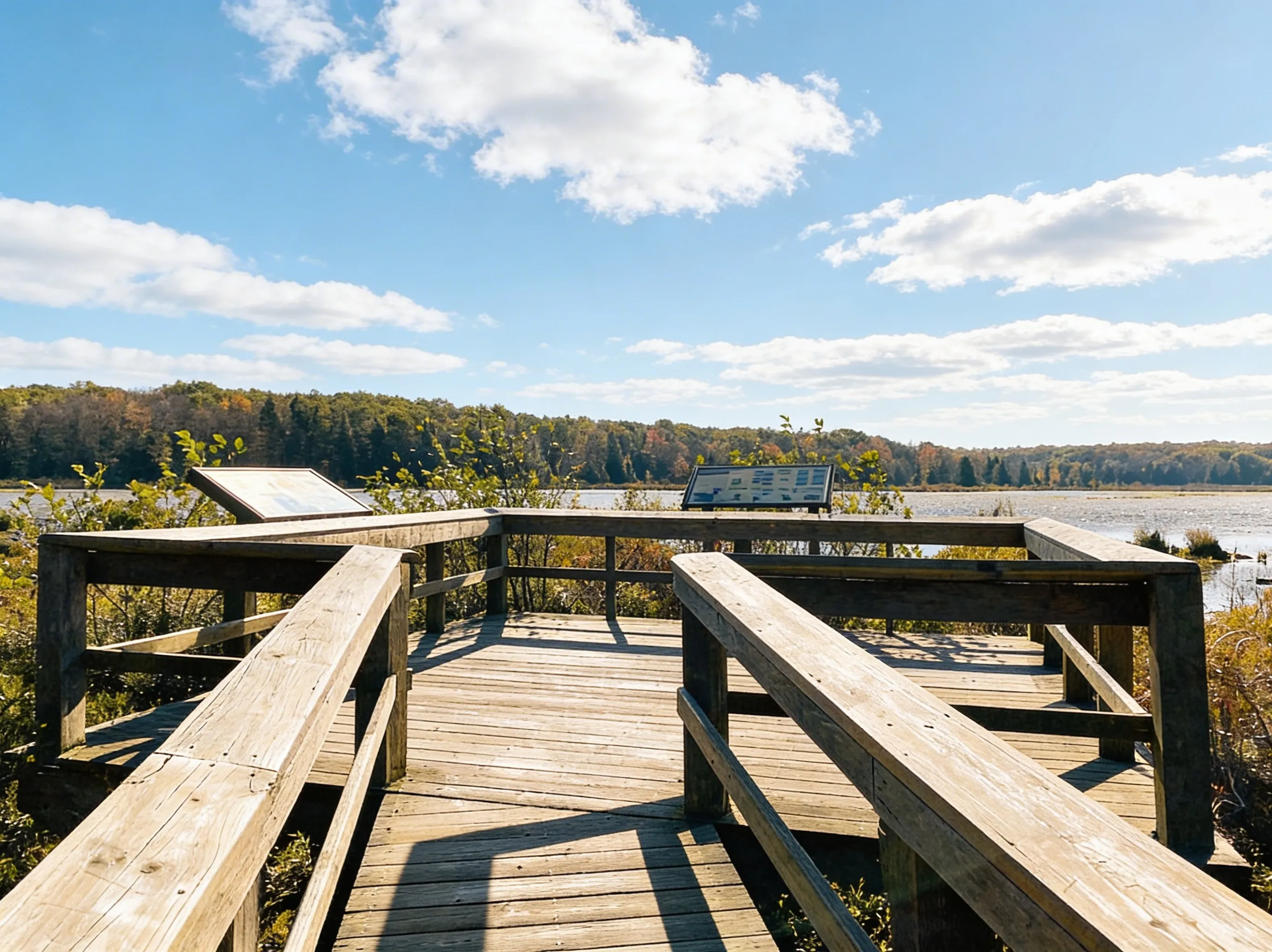 Black Moshannon Bog Trail boardwalk with tea-colored water