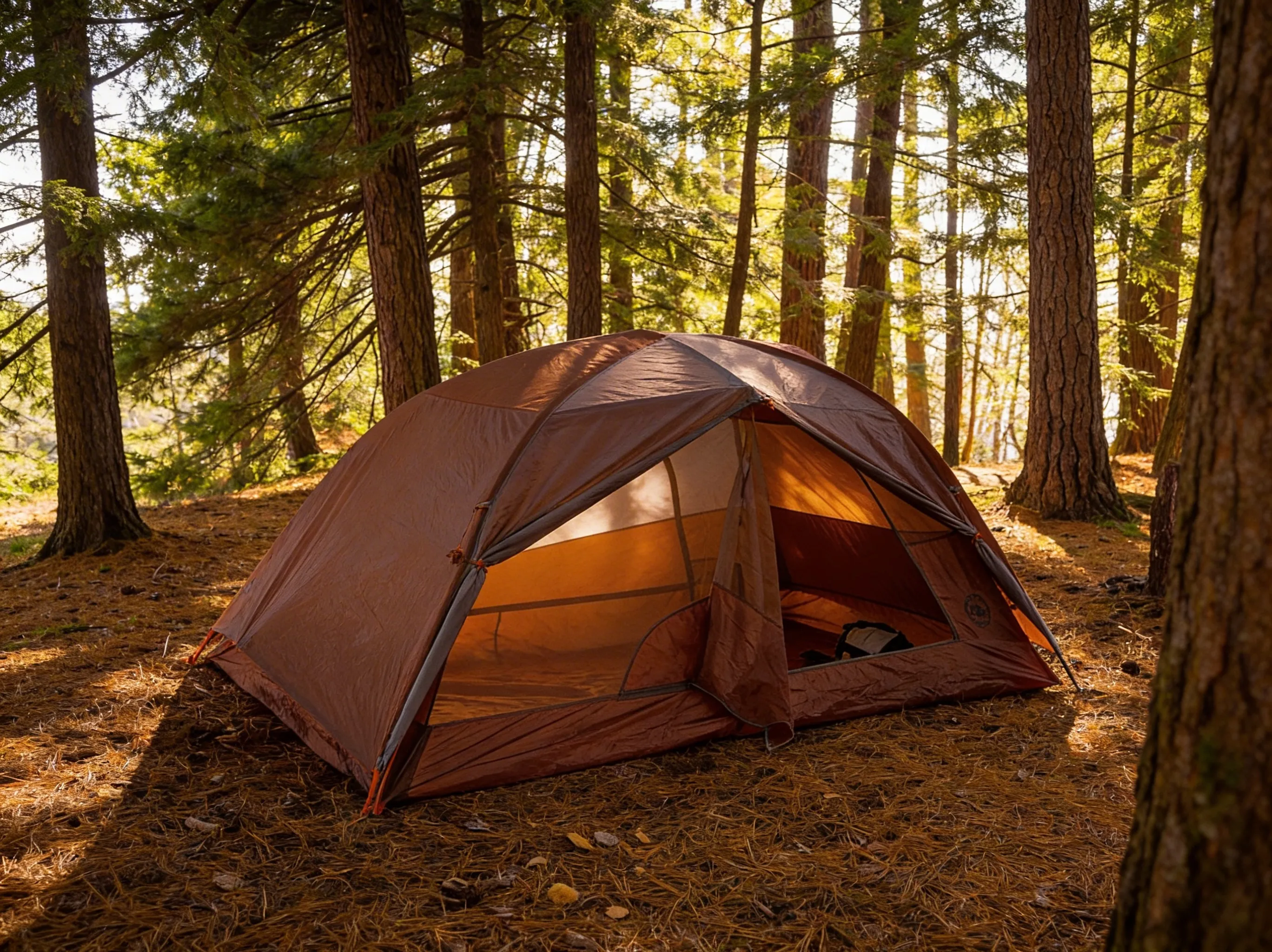 Dispersed campsite under the Milky Way showing the dark skies available in the forest