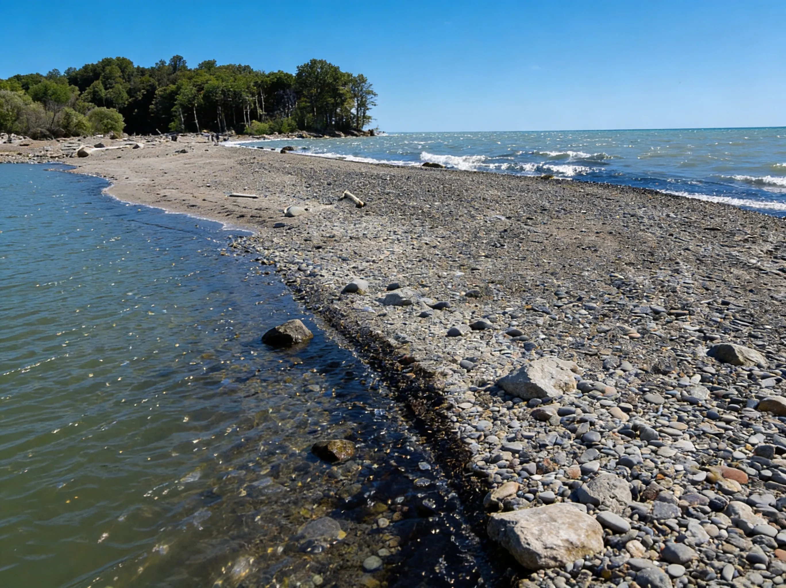Erie Bluffs cliffs viewed from the beach showing the sheer 90-foot drop