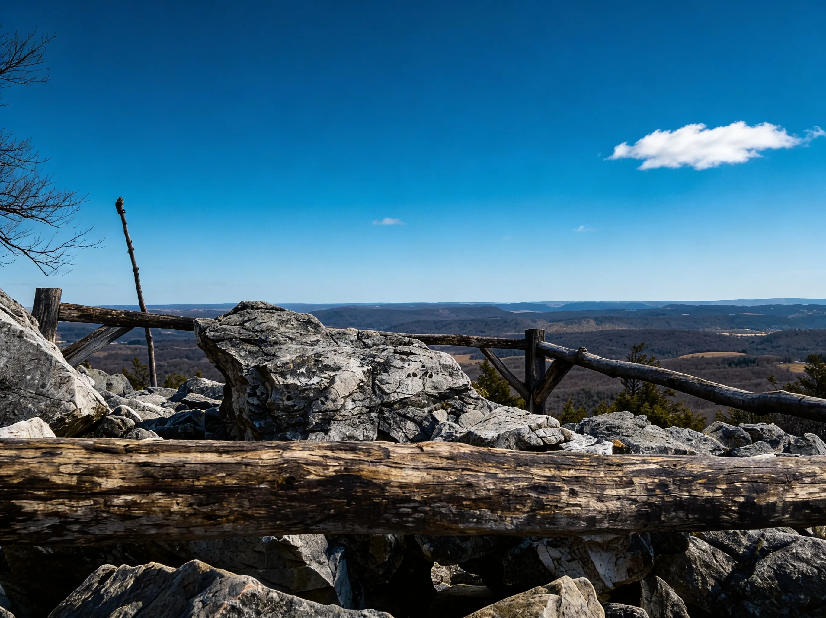 Hikers sitting on the rocky outcrop of the North Lookout
