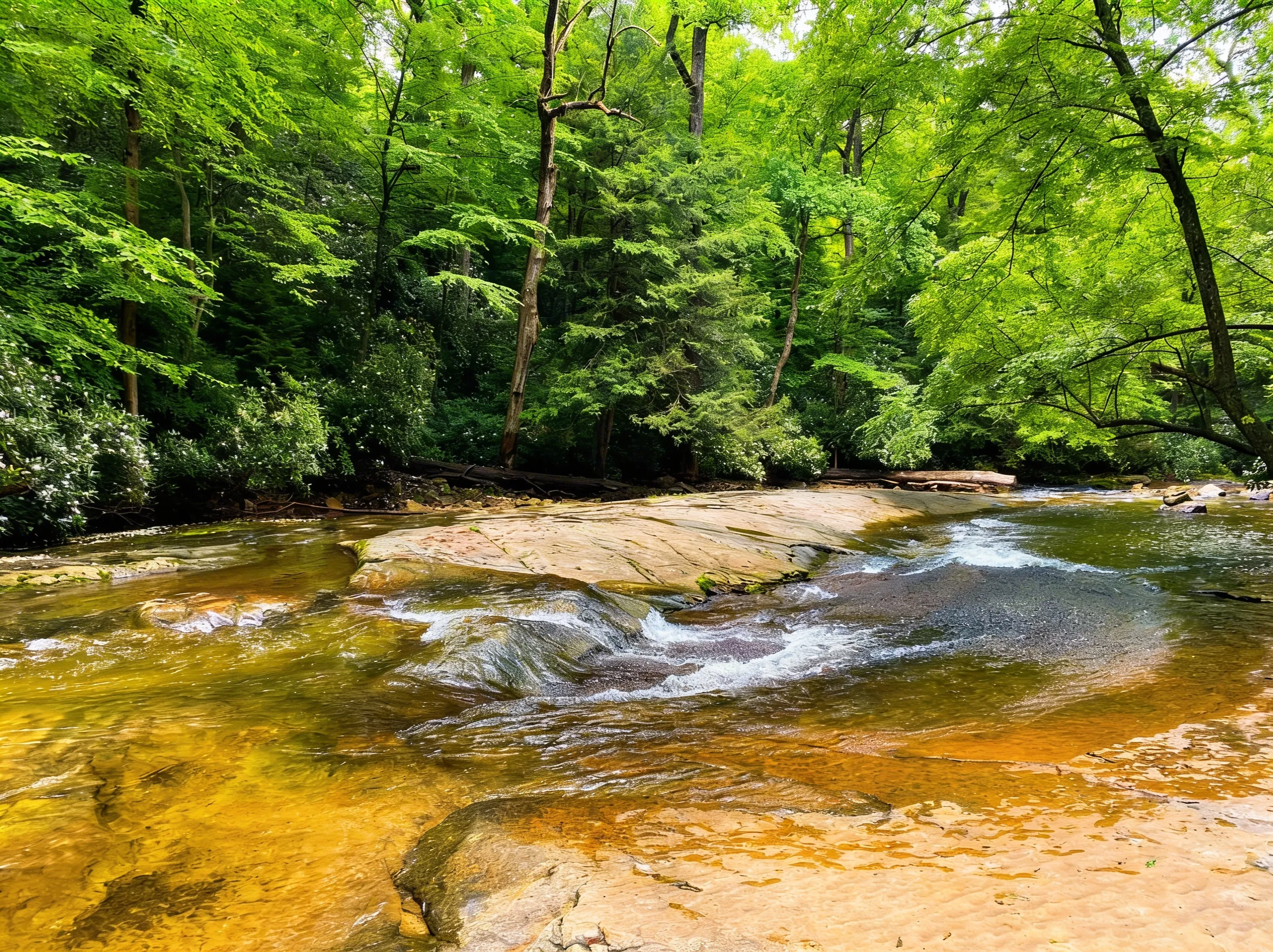 Flat Rock natural waterslide along the stream