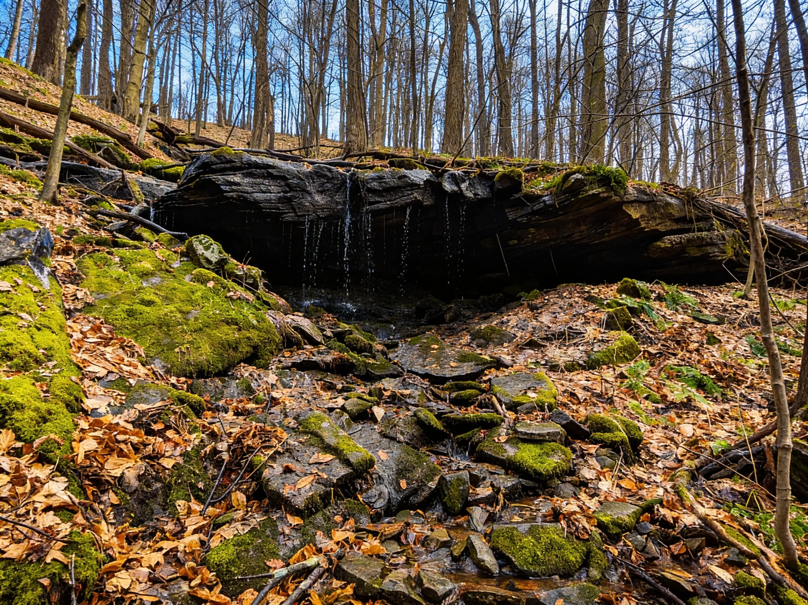 Grove Run Trail running alongside the stream