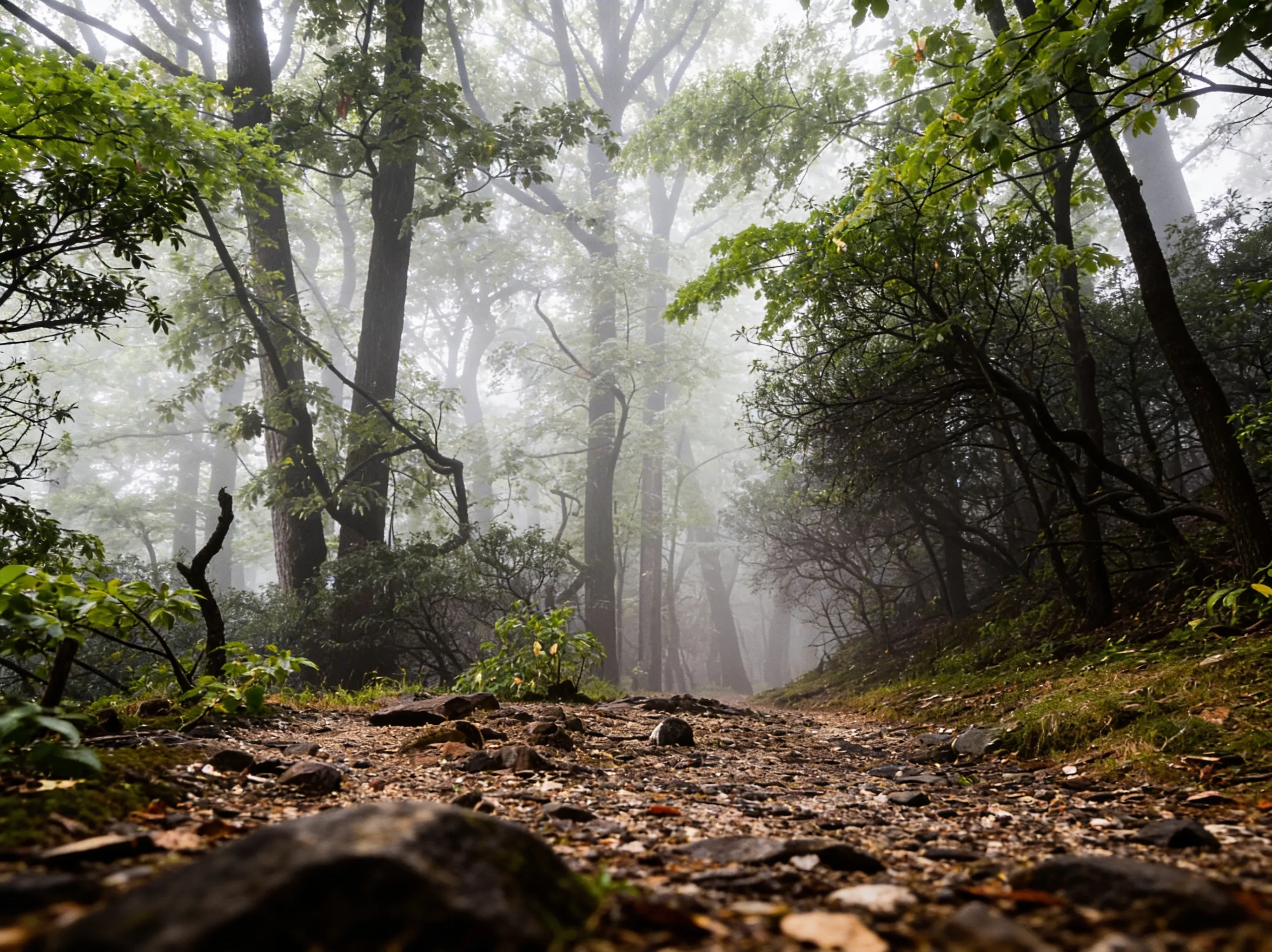 Steep wooded trail ascending Mount Misery in Valley Forge National Historical Park
