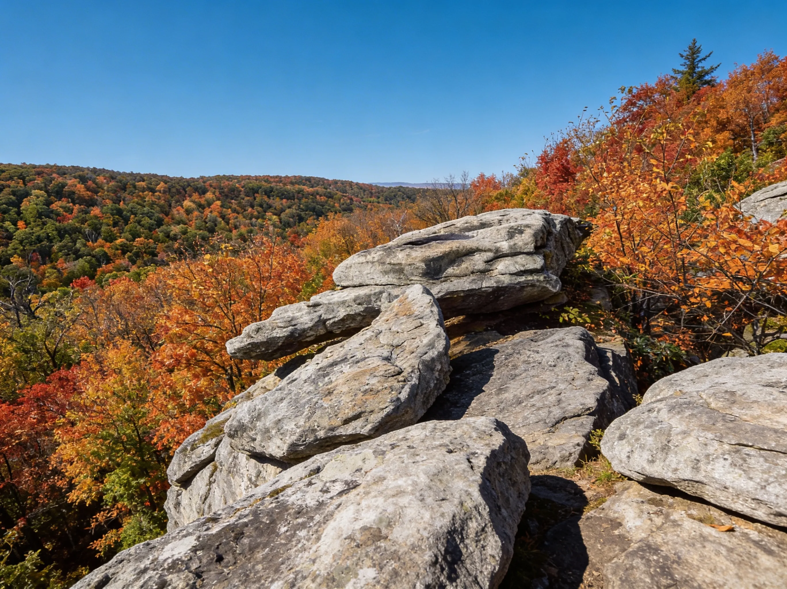 Expansive view of the valley from Wolf Rocks Overlook