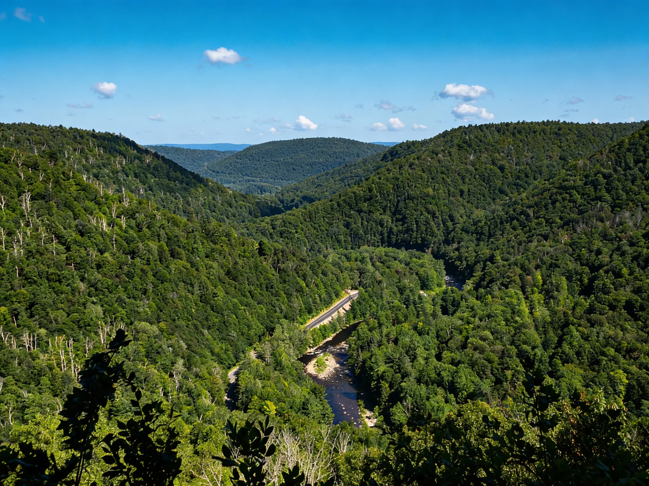 Panoramic view of the S-shaped Loyalsock Gorge from Canyon Vista at World's End State Park